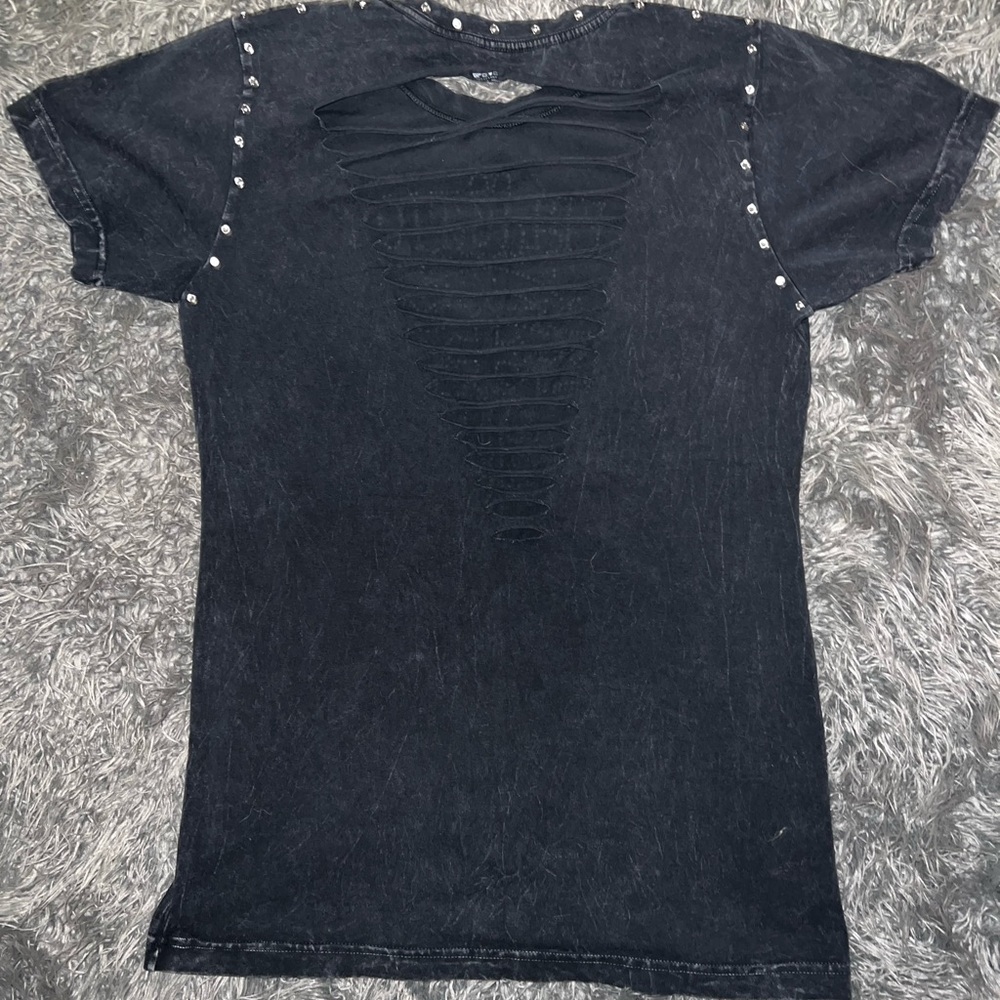 Affliction Black Tee with White Cross Design - Picture 2 of 2